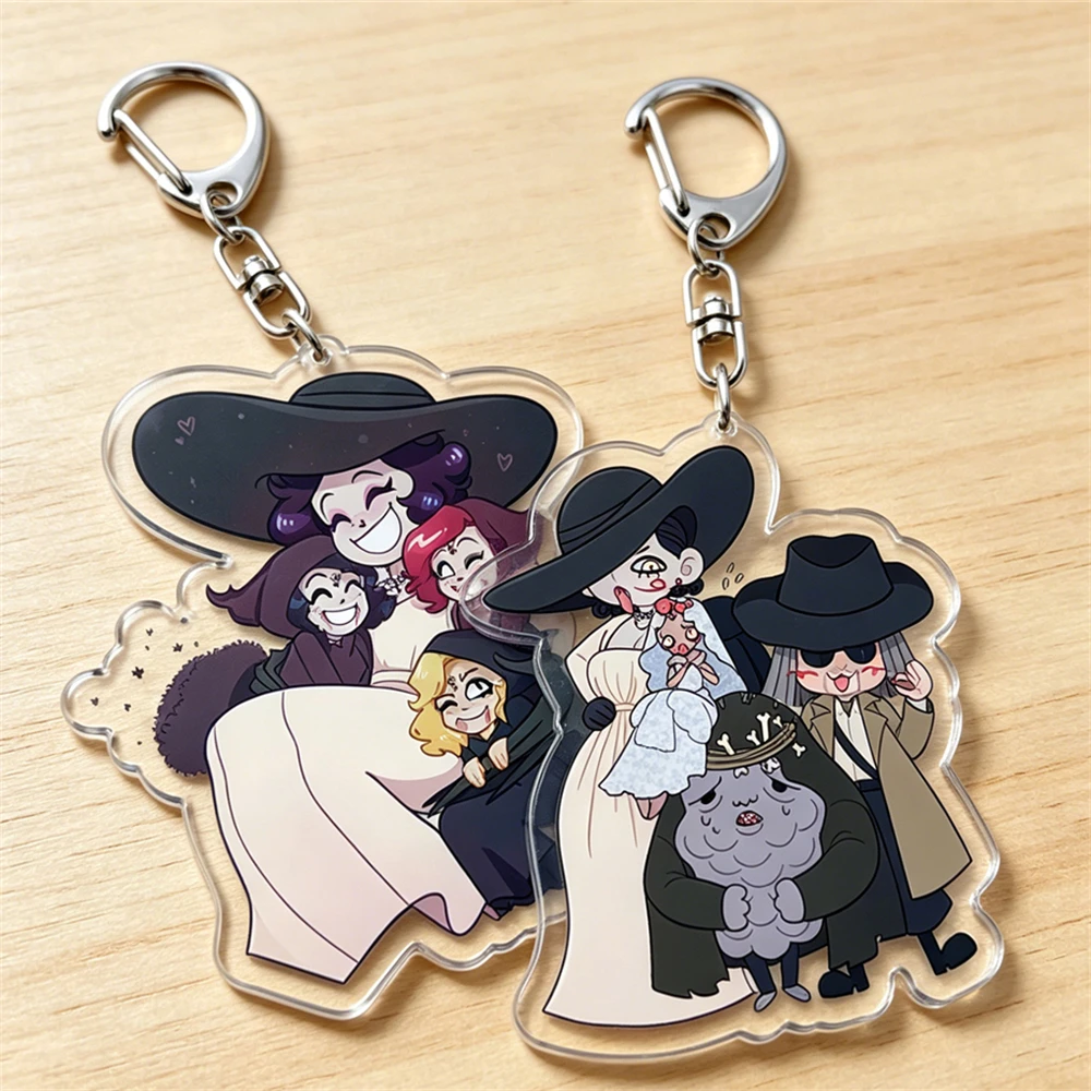 Popular Horror Game Lady Haus Dimitrescu Keychains for Women Accessories Vampire Keyring Fans Friends Gamers Gifts