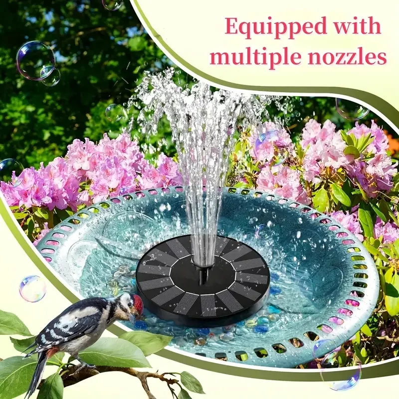 High-Quality  and No Battery Required Solar Fountain Pump  with 6 Nozzles suitable for Bird Bath Garden Fish Tank Outdoor Pool