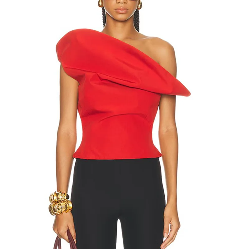 

Sexy Slim Fit Shoulder T-Shirt Women's Fashion Summer New Cross-Border Style Pure Desire Wind Casual Loose Sleeveless Top