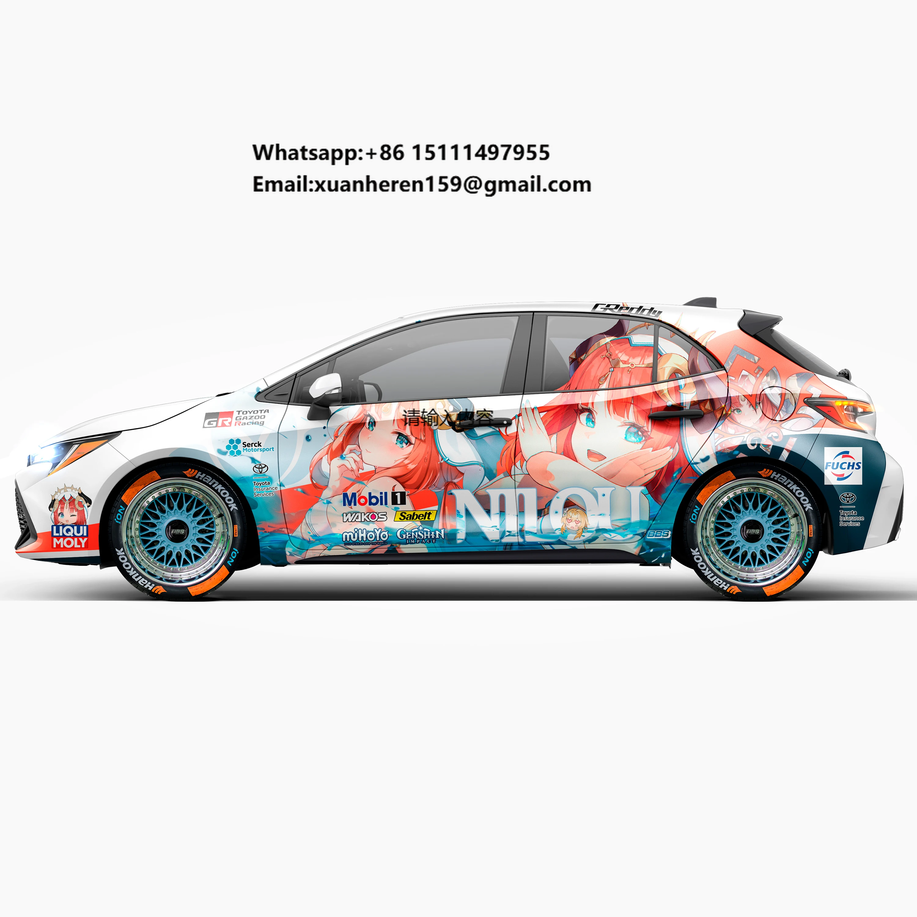 Wholesale Genshin Impact Itasha 03 Anime Girl Car Side Wrap Full Color Graphics Vinyl Livery Decal JDM Sticker Fit With Any Cars