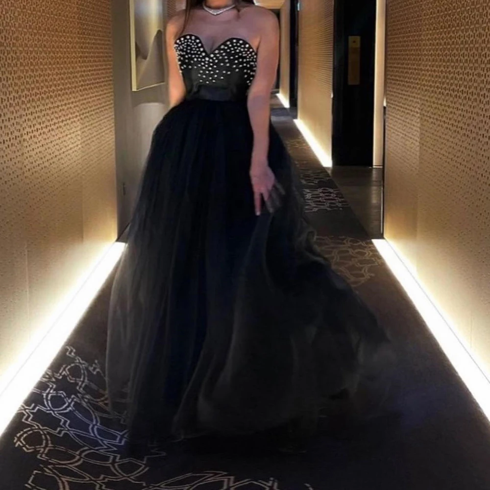 

Rosella A Women Classic Fashion A-line Sweetheart Black Beadings Zipper Up Empire Formal Evening Dress Prom Gown New 2023