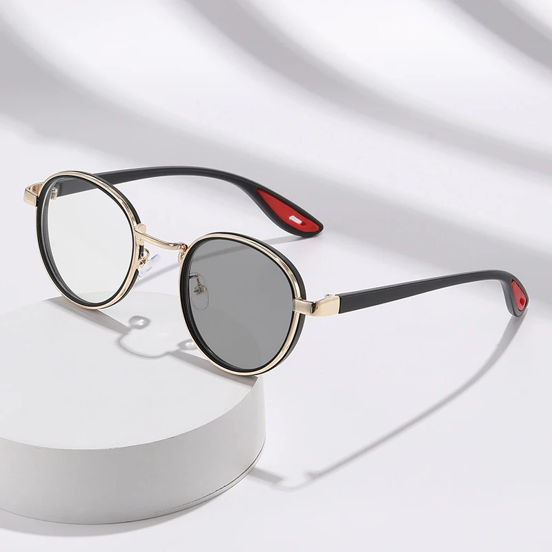 Punk-Style Farbwechselnde Kurzsichtbrille, Neue Modische Runde Hip-Hop Anti-Blaulicht-Brille 072 – Detail 9