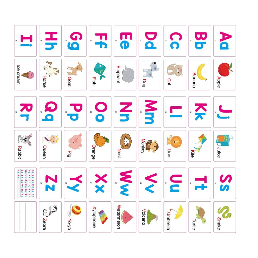 27pcs Early Education English Learning Cards Kids Alphabet Recognition Flash Cards Durable Children Cognition Memory Game Puzzle