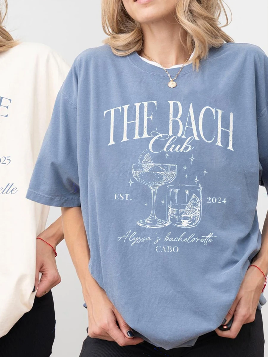Chemise de soirée d'enterrement de vie de jeune fille personnalisée de luxe Bach Bachelorette Merch, Gifs de fête de mariée Bach Trip Y2K haut quotidien à la mode Streetwear