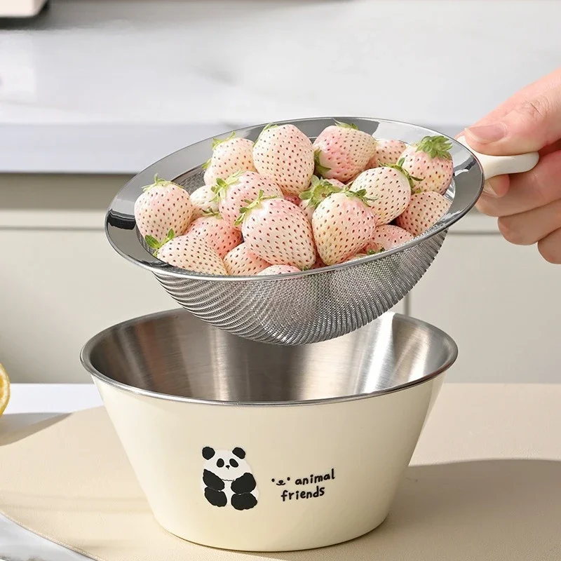 Special Drainage Bowls Vegetable Washing Basket with Many Small Holes Multi-purpose Basket Home Kitchen Double-layer Fruit Bowls