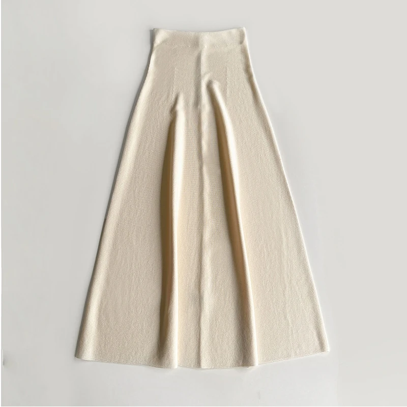 

Simple, fashionable, and full of high waisted knitted women's temperament, slim, medium to long, versatile half skirt