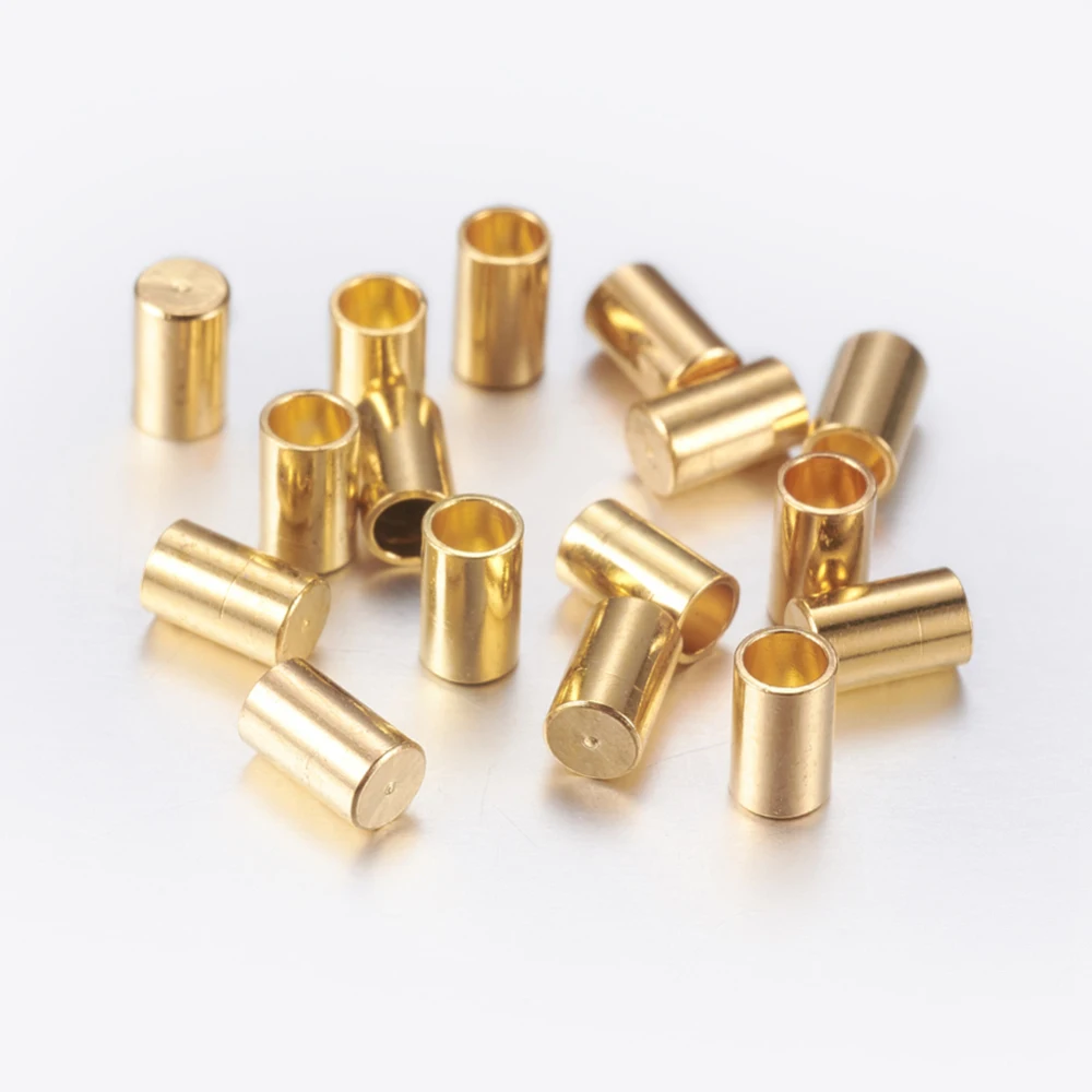 100pcs Brass Column Cord Ends Caps for jewelry making DIY Bracelet Necklace End Connector Accessories 5x3mm