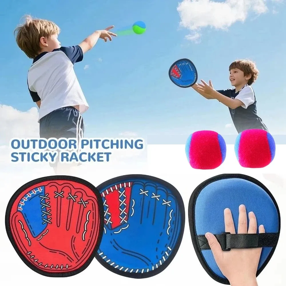 Creative Catching Ball Game Toy Ball Racket Colorful Throwing Ball Toy Catching Glove Reused Catches Children's Outdoor Game