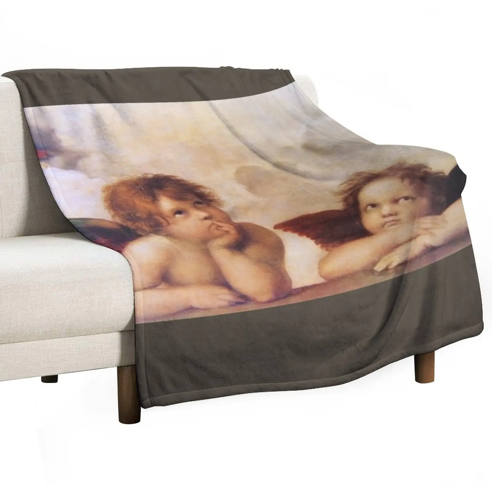 

Raffaello - Madona Sistina Angels Throw Blanket Picnic Blankets For Sofas Retros Furry Blankets