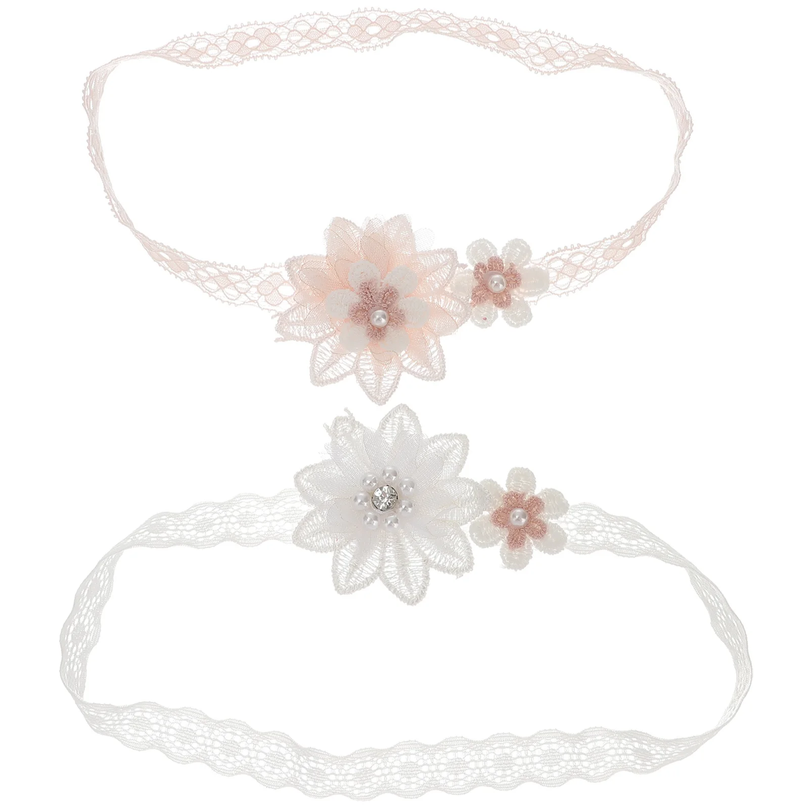 

2Pcs Baby Girl Floral Headband Lace Elastic Adjustable Soft Comfortable Photography Props for Newborn Infant Toddler