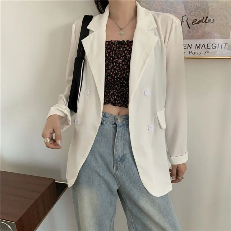 Blazer nero da donna Blazer rosa sottile coreano Chic Streetwear Office Ladies Suits cappotti giacca a maniche lunghe primavera estate top