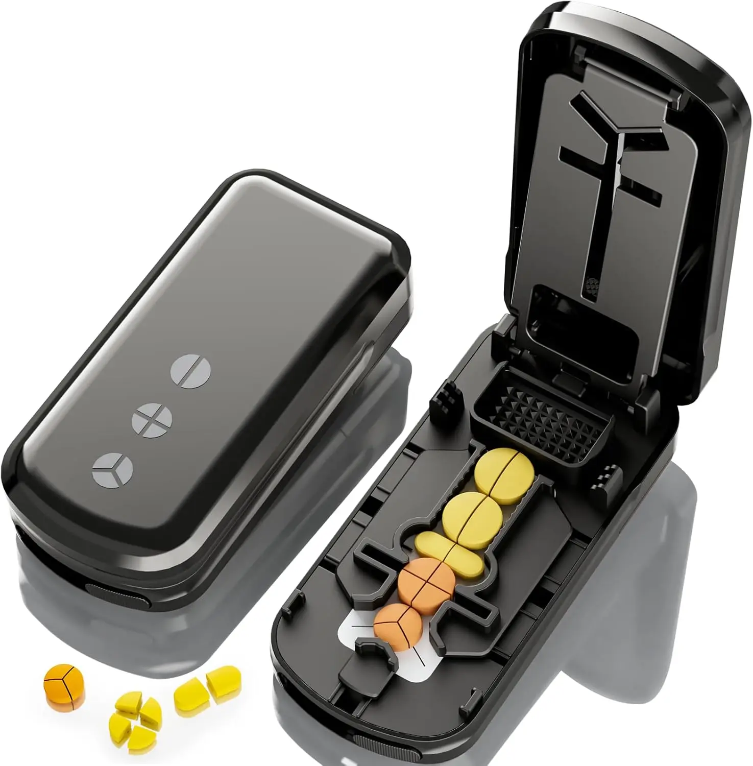 

Pill Splitter for Small Pills, 1/2 1/3 1/4 Cutter, Stainless Steel Blade, Compact Storage Case, Accurate and Easy to Use
