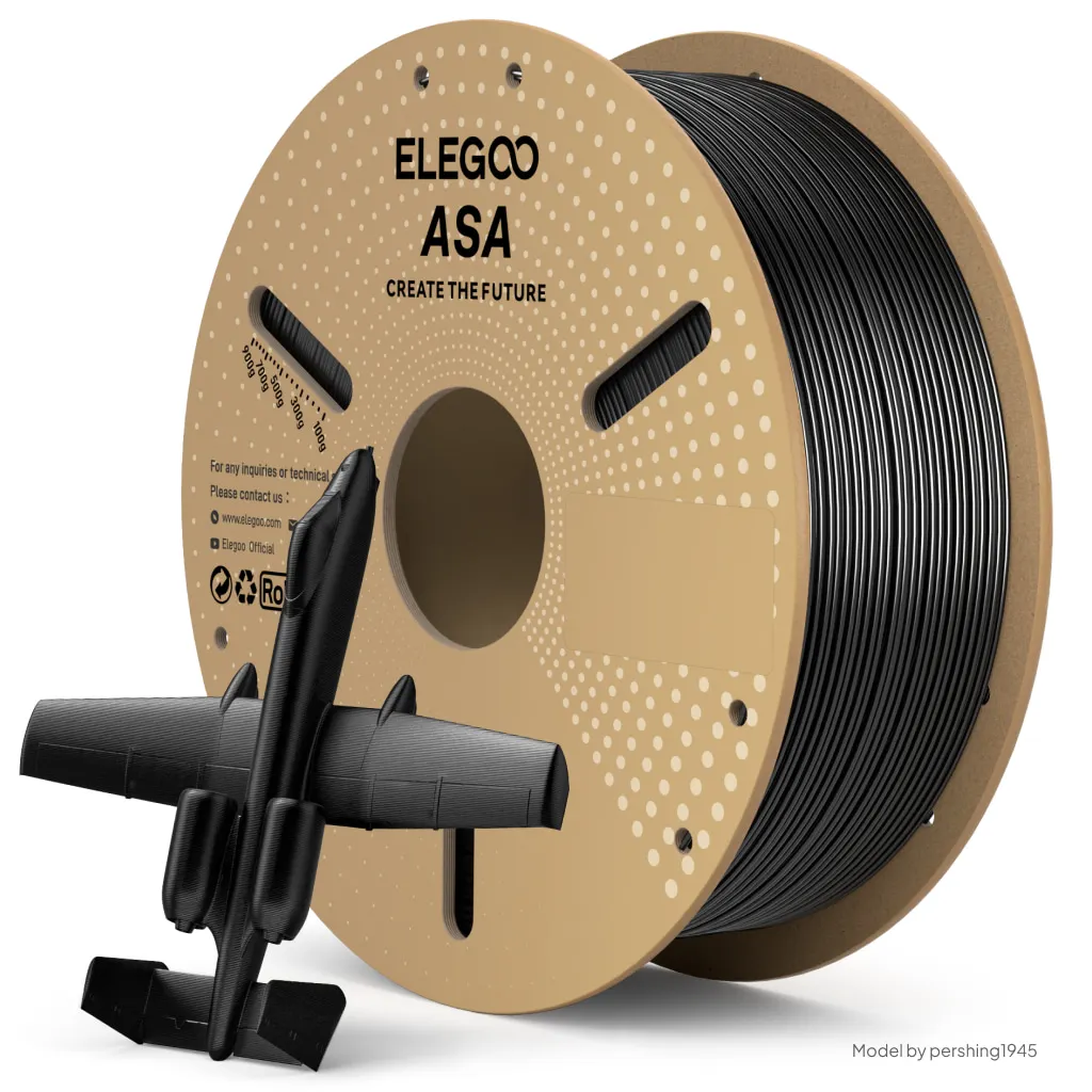 ELEGOO ASA Filament 1,75mm 1KG, UV- und Witterungsbeständiges 3D-Drucker-Filament Perfekt für Funktionale Außenteile 1KG Schwarz Weiß