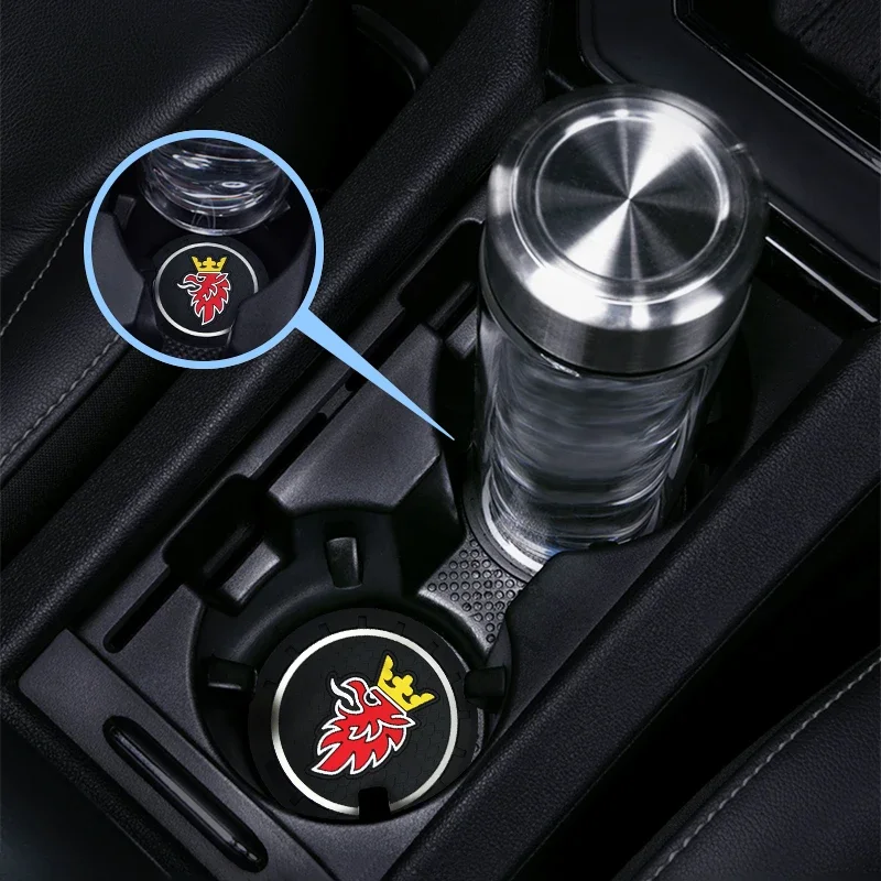 1/2pcs Car Coasters Water Cup Holder Pads Cup Slot Non-Slip Mat Interior Accessories For Saab 93 95 Saab 9-3 9-5 900 9000