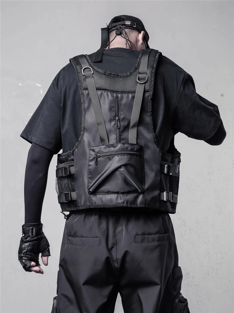 Techwear Cargo Vests Men Streetwear Punk Multiple Pockets Sleeveless Jackets Harajuku Function Waterproof New Casual Waistcoat