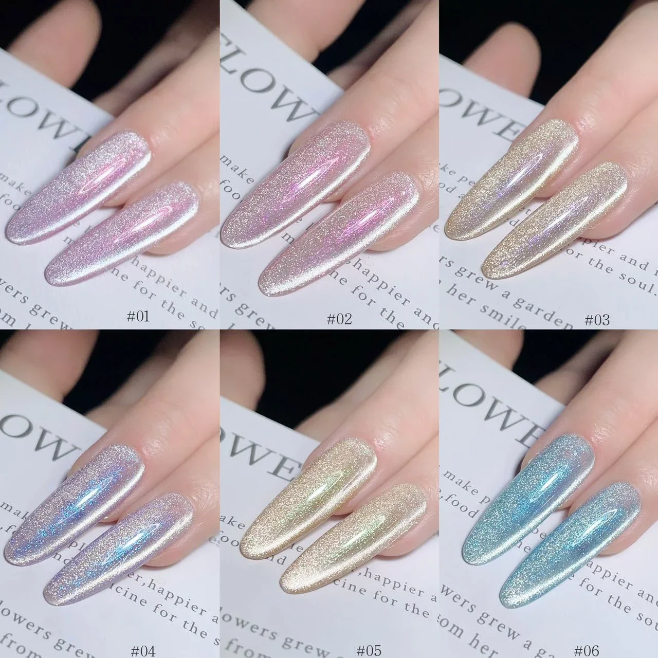 

6 Colors 12ml Crystal Wide Cat Eye Nail Gel Polish Magnetic UV LED Gel Lacquer Glitter Crystal Cat Eye Nail Art Gel Varnishes
