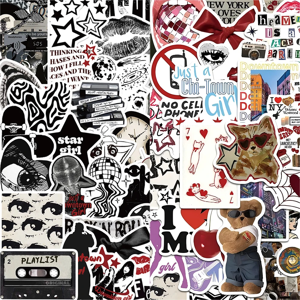 50/100pcs Downtown Girls Aesthetic Stickers Y2K Cartoon Graffiti Decals DIY Phone Laptop Notebook Waterproof Sticker Kids Toys