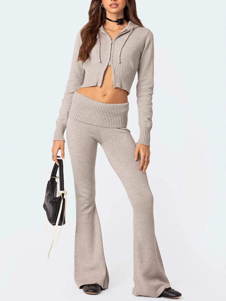 

Women's Hooded Top And Pants Set Pure Color Sportswear Long Pants Casual Outfit Two-Piece Suit Polyester Fiber Spring Wear