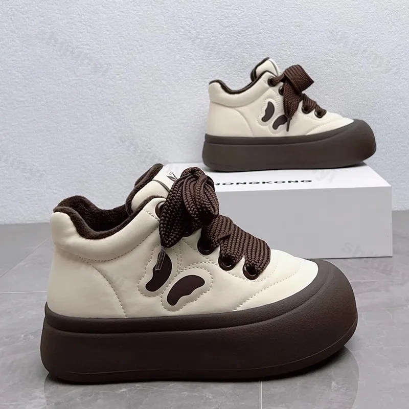 أحذية الأطفال عالية الجودة 2025 شتاء جديد الفتيات أفخم رشاقته أحذية قطنية مريحة خفيفة الوزن أزياء من الدانتل حتى أحذية رياضية