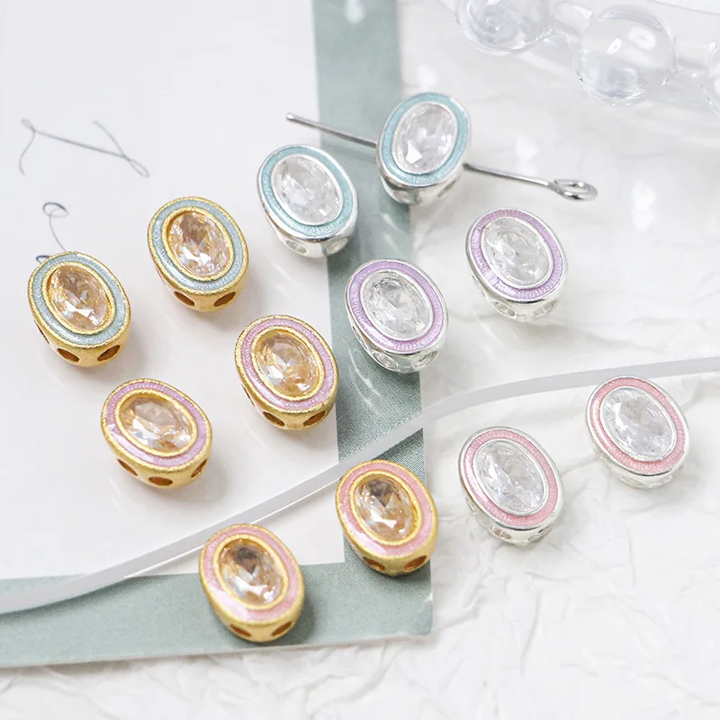 

1pc Copper Plated Micro-set Zirconia Jewelry Making Spacer Beads Accessories, DIY Pearl Bracelet Necklace Materials Wholesales