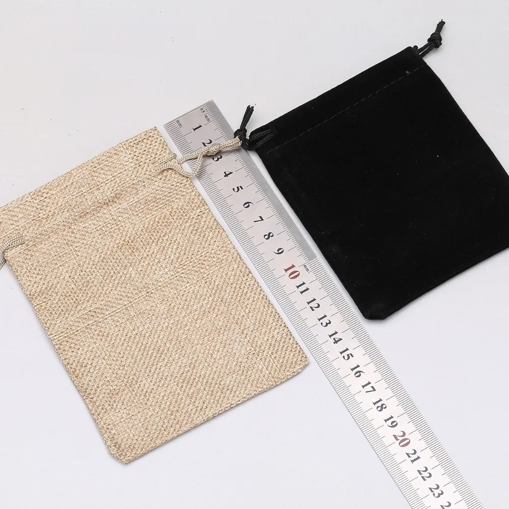Velvet Jewelry Drawstring Pouches Drawstring Closure Soft Interior Velvet Jewelry Pouches Portable Burlap Jewelry Storage Bags
