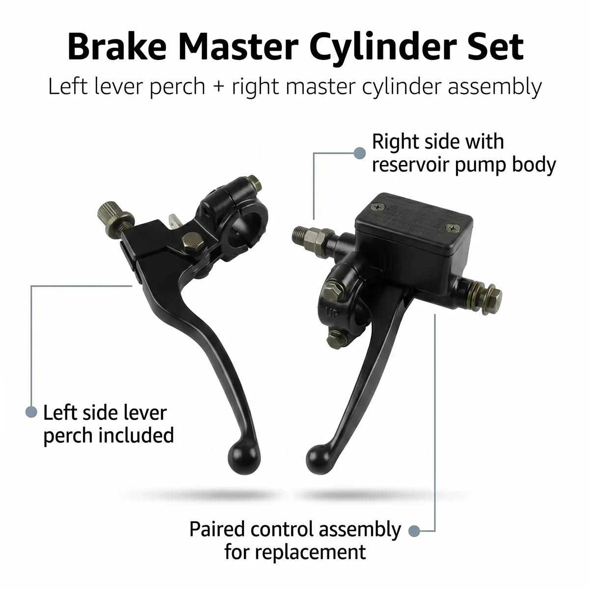 1pair Universal 22mm Right Hydraulic Brake Master Cylinder Left Clutch Lever Set For Dirt Pit Bike ATV Quad Scooter Moped view 4