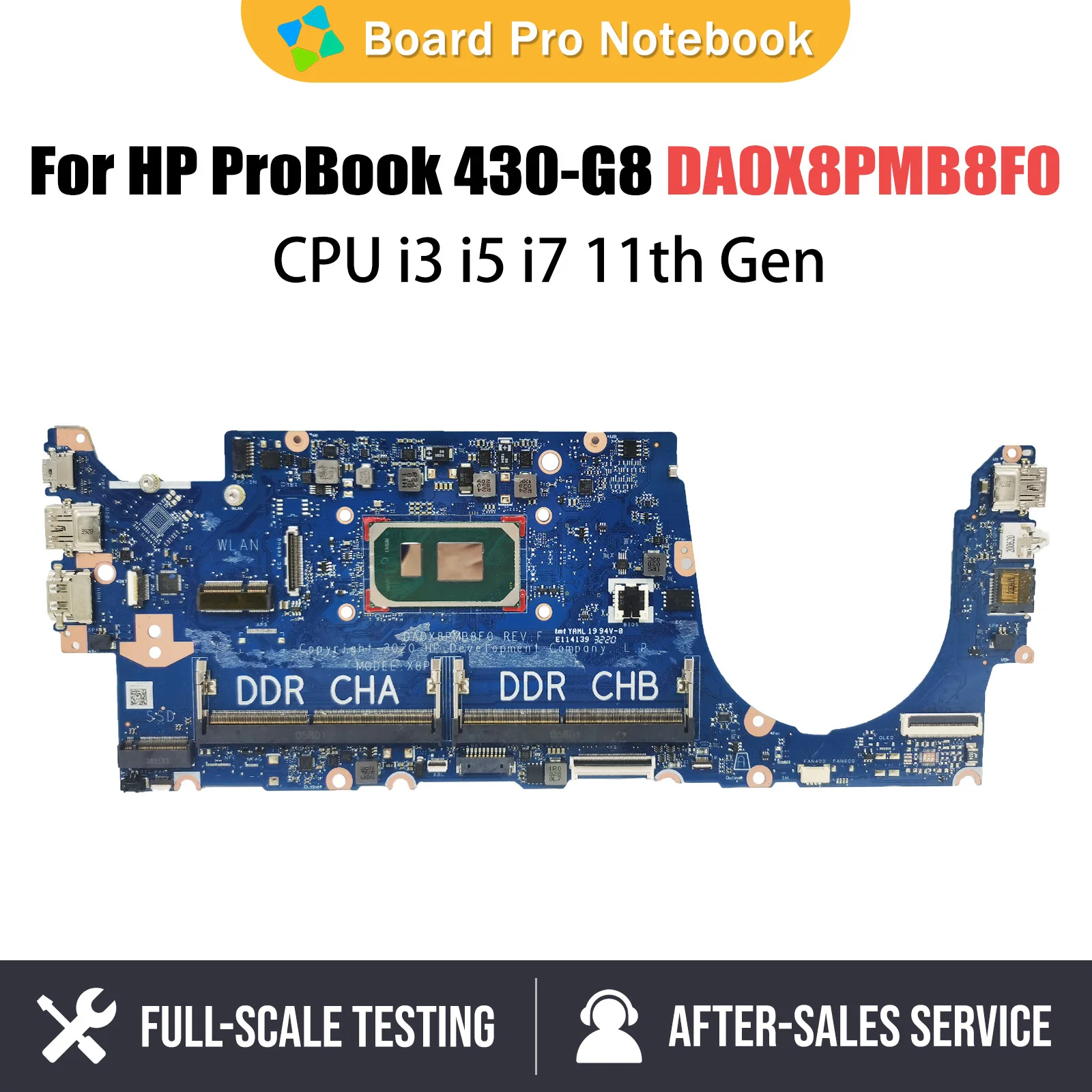 Computer Mainboard For HP ProBook 430 G8 DA0X8PMB8F0 Laptop Motherboard With CPU I3 I5 I7 11th Gen 100% Tested OK