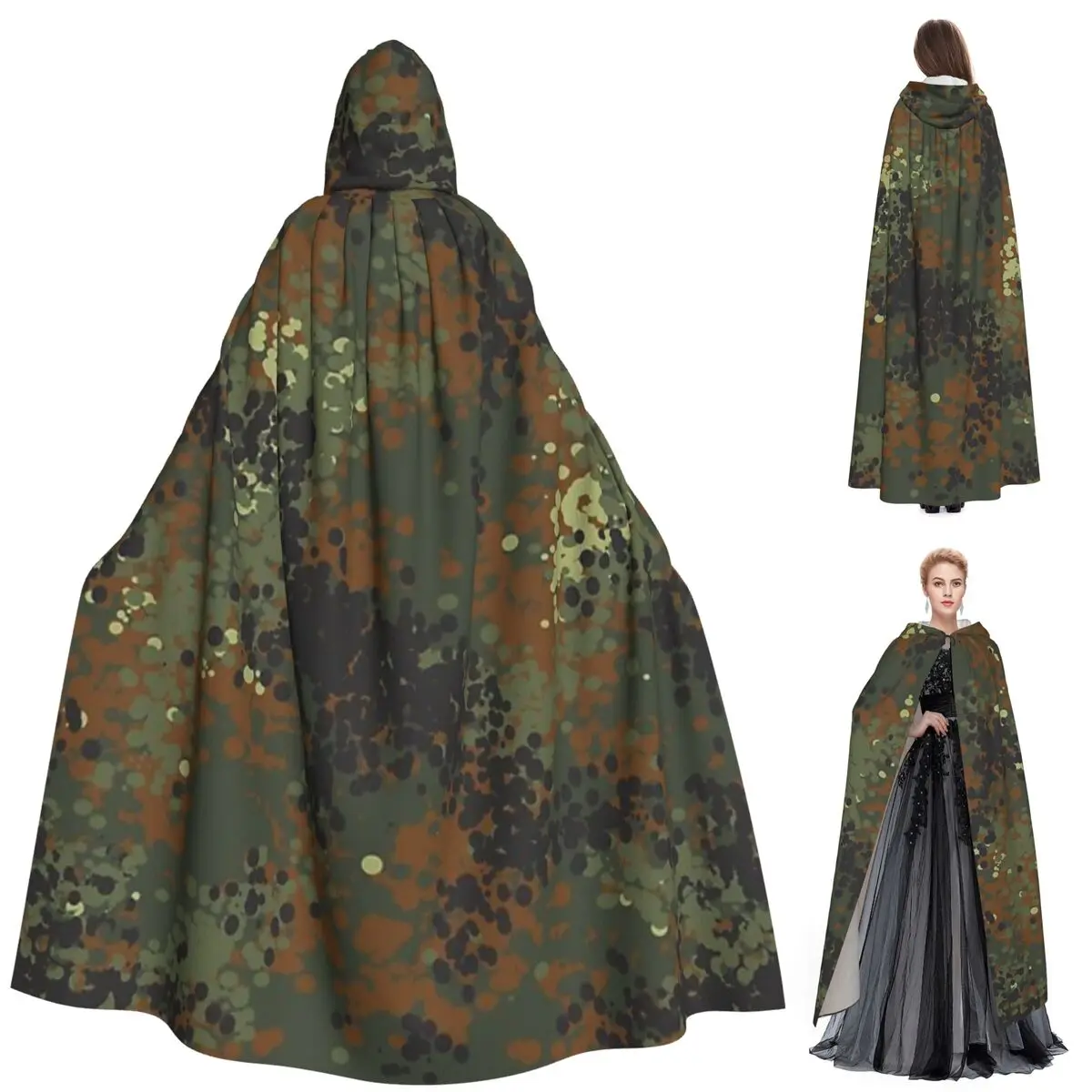 

Flecktarn камуфляжный длинный плащ с капюшоном ведьма средневековый костюм косплей накидка Хэллоуин вампир для взрослых унисекс