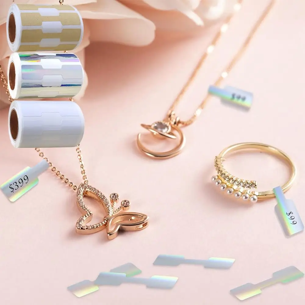 

500PCS Multicolor Jewelry Price Labels Kraft Paper Blank Necklace Ring Price Tags Display Tool Quadrate Self-adhesive Stickers