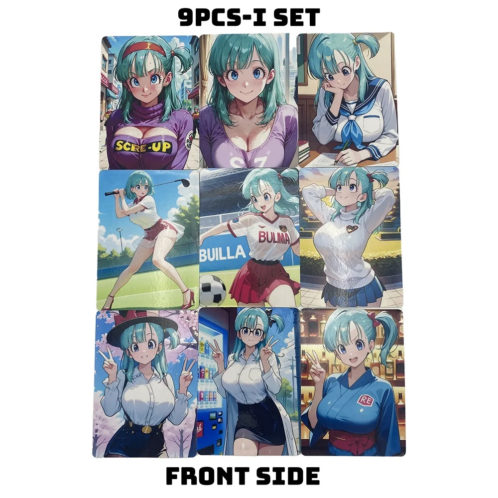 9 Uds. Holo Dragonball NSFW Waifu tarjetas Anime ACG nuevo conjunto hecho a mano Bulma Sexy tarjeta de colección desnuda tarjeta de Color Flash regalos de cumpleaños