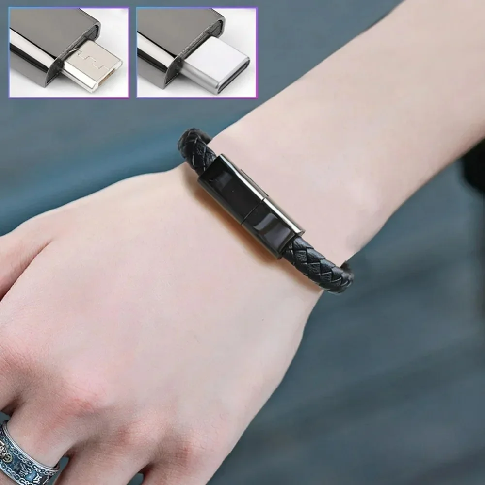 USB C To USB C Bracelet Cable 60W Fast Charging Type C Portable Cord Bracelet Cable For Samsung Huawei Xiaomi Phone Short Cable