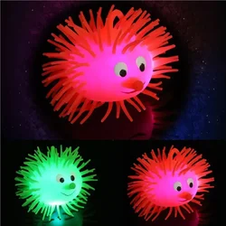 Glowing Hedgehog Ball Flashing Elastic Glow Hair Balls Bouncing Rubber Toy Light Up Flash Toys Party Supplies Kids