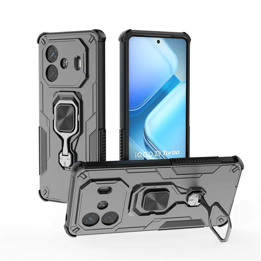 Vivo iQOO Z9 Turbo 5G Fusionリングアーマー携帯ケース Vivo iQOO Z9 Turbo iQOOZ9Turbo用 全面保護カバー 耐衝撃ケース