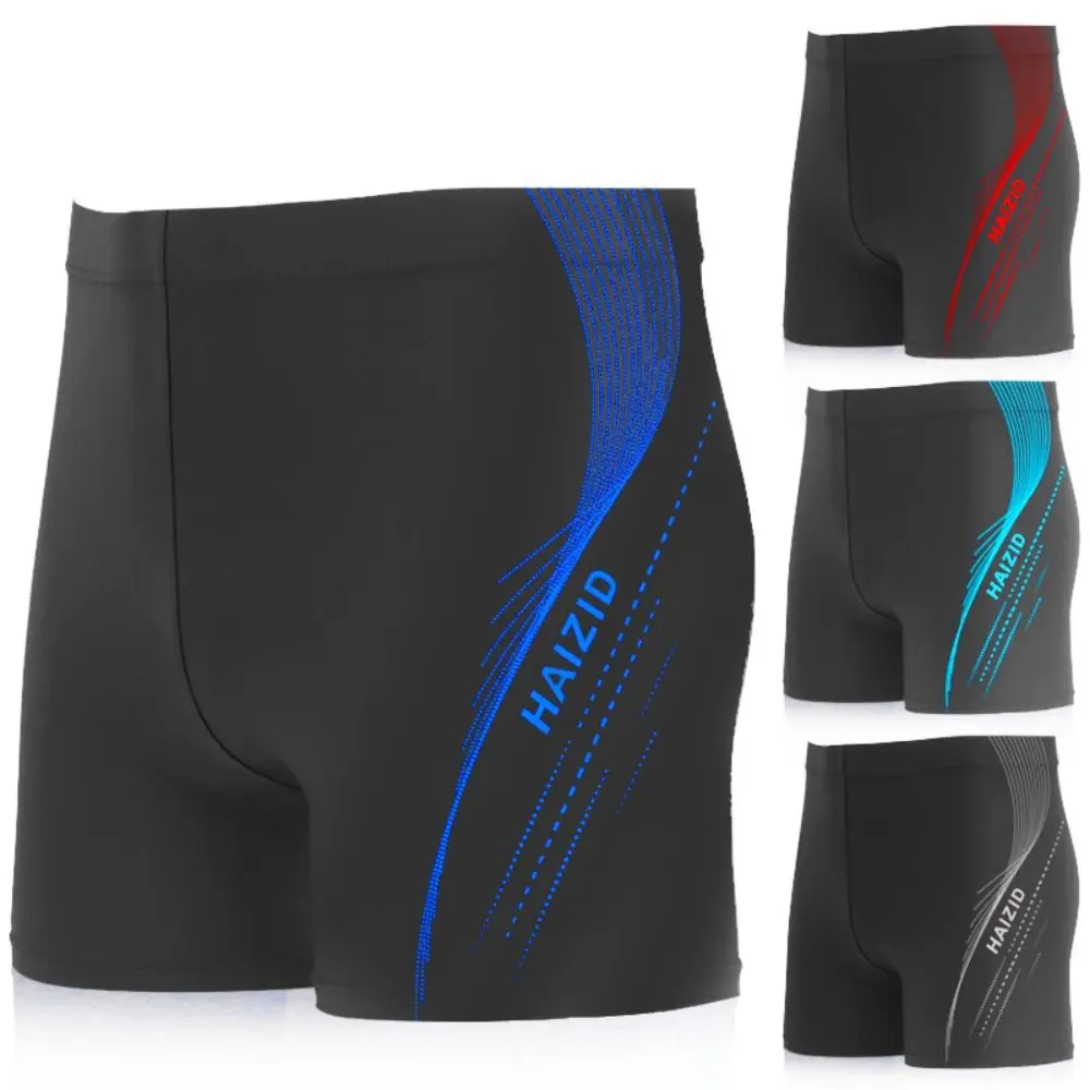 New Letter Print Men Swimming Trunk Elastic Plus Size Summer Swimsuit Boxer Breathable Quick-drying Swimming Shorts