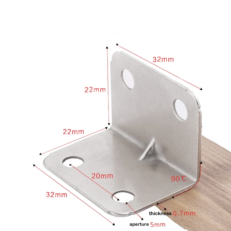 Triangle Épais en Acier Inoxydable, Connecteur de Matériel de Meubles, Résistant à 90 Angle Droit, 10 Pièces