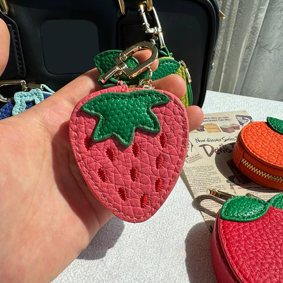 Cute Fruit Shaped Coin Purse Mini Zipper Bag Charm Earphone Case Keychain Wallet for Women Girls Gift Bag Pendant