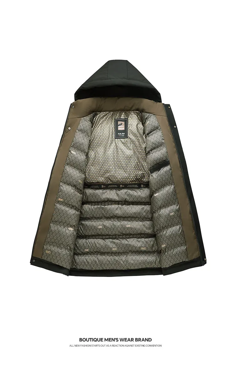2026 Men's Winter Wool Blend Hooded Parka Thick Warm Windproof Casual Quilted Cotton Coat Heavyweight Outdoor Streetwear Vintage