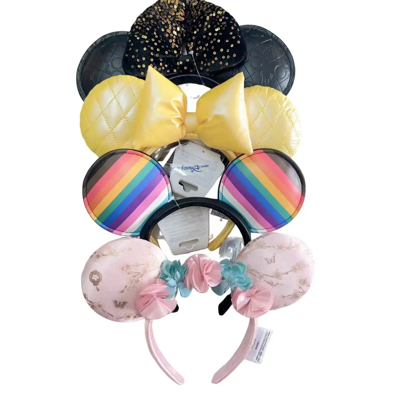 Walt Disney Minnie Mouse Headband 50th Anniversary Black Leather Plush Bow Cosplay Hairband For Girls  Adult/Women