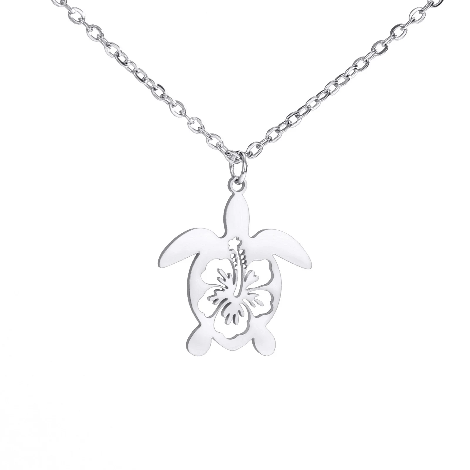 Stainless Steel Sea Turtle Necklace Tortoise Pendant Ocean Beach Tourist Souvenir Women Fashion Jewelry Gift