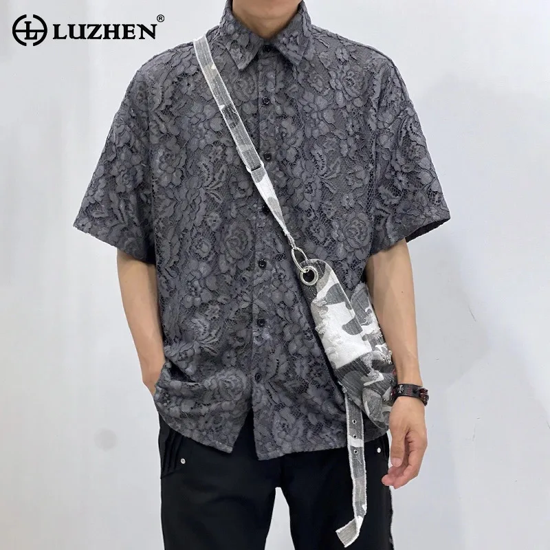 

LUZHEN 2025 Summer High Quality Jacquard Pattern Short Sleeve Shirts Men's New Fashion Original Elegant Handsome Clothes JY3439