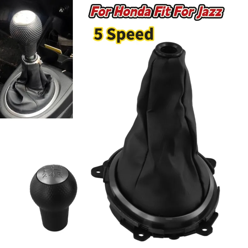 

5 Speed Manual Gear Shifter Knob With Leather Dust Cover For Honda Fit For Jazz 2009-2015 Replacement Car Interior Parts