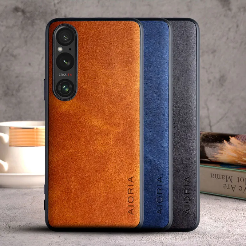 Caixa de couro luxuosa do vintage para sony xperia 1 v 10 v 5 v, tampa macia para xperia 1 v 10 v
