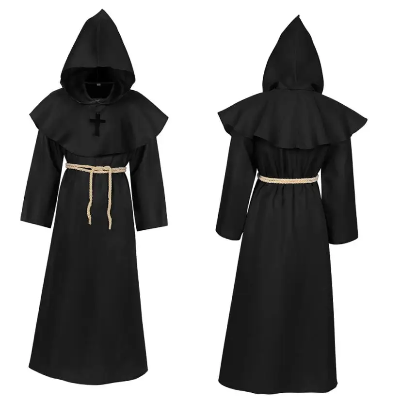Mittelalterliche Mönche, Zauberer, Priester, Robe, Halloween-Kostüm, ethnische Bühnenkleidung für Damen, Frühling 2026, keine Marke registrierte Marke