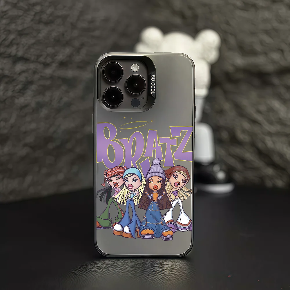 حافظة هاتف B-Bratz موضة 2025 لهاتف آيفون 12 11 13 14 15 16 17 ماكس برو بلس غطاء حماية صغير IMD ملون