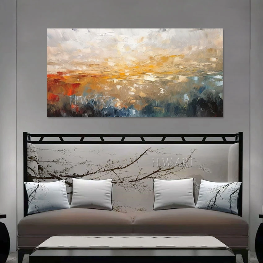 Abstract Canvas Oil Painting, Frameless, Original Handmade Art, Hand Drawing Picture, Modern Sofa Background, Wall Decor Items