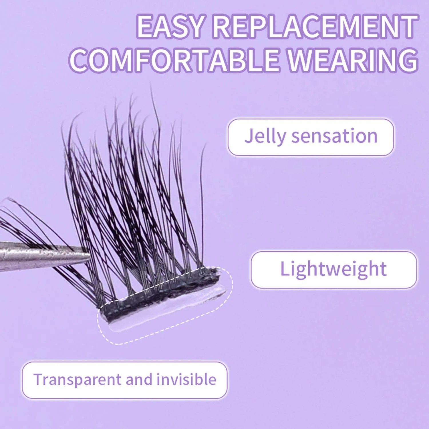 4mm&6mm Clear False EyeLashes Glue Strips Invisible Glue-Free Jelly Self-Adhesive Eyelashes Strips Lashes Extension Makeup Tools