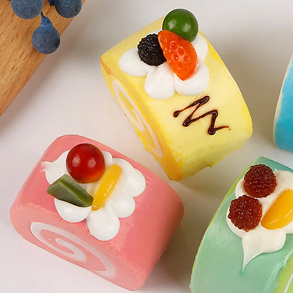 

2Pcs Simulation Cake Models Artificial PU Dessert Fake Photography Props Swiss Roll Decor Home Bakery Office Store Restaurant
