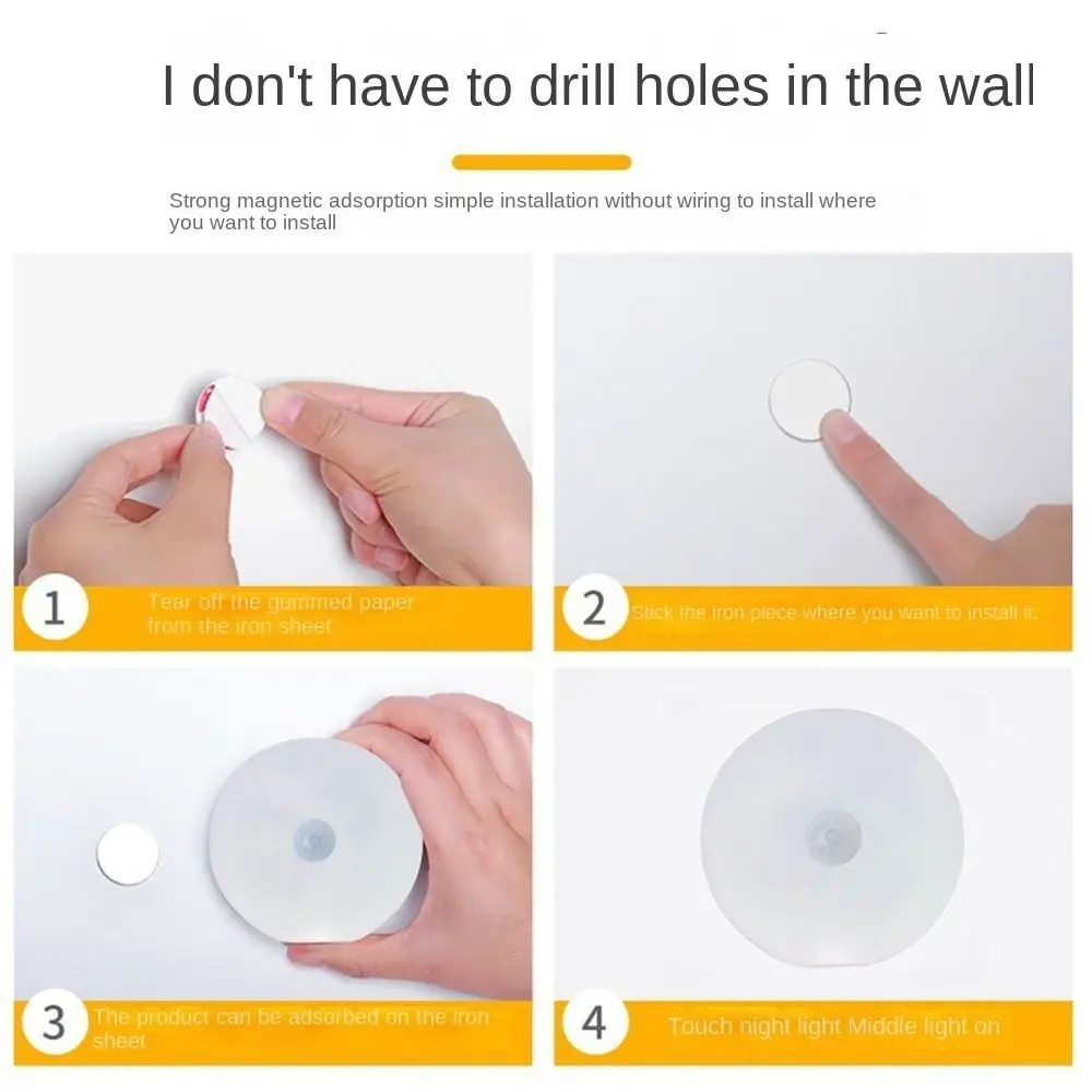 2 pezzi di luce notturna a LED senza punzonatura adesiva magnetica 3 temperature di colore luce per armadio protezione per gli occhi rotonda