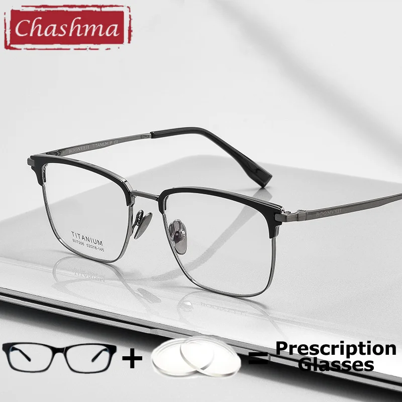 

Chashma Prescription Glasses Pure Titanium Men Office Working UV Protection Myopia Optical Crystal Progressive Recipe Lenses