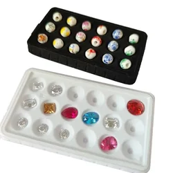 13-14mm round Diamond Storage Box 18 Grids Gemstone Jewelry Display Case Bare Stone Holder Tray Beads Gems Packaging Showcase